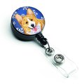 Carolines Treasures Corgi Winter Snowflakes Holiday Retractable Badge Reel SS4624BR